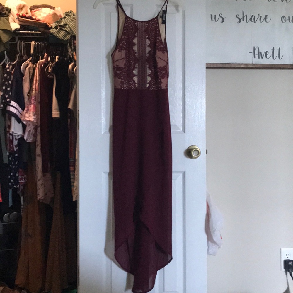 Maroon high low dress